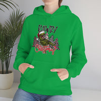 Rustic Rawry Christmas Dinosaur Unisex Heavy Blend Hooded Sweatshirt! Winter Vibes!