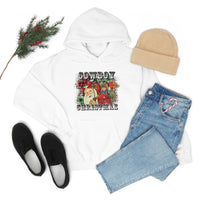 Rustic Cowboy Christmas Holiday Unisex Heavy Blend Hooded Sweatshirt! Winter Vibes!