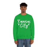 Kansas City Football White Logo Unisex Heavy Blend Crewneck Sweatshirt! Football Season!