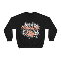 Kansas City Football Grey and Pink Leopard Print Unisex Heavy Blend Crewneck Sweatshirt! Football Season!