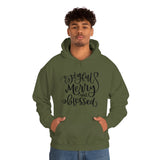 Joyful Merry Blessed Unisex Heavy Blend Hooded Sweatshirt! Winter Vibes!