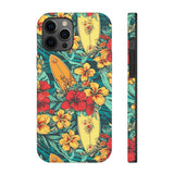 Vintage Floral Surfboard Blue and Yellow Tough Phone Cases, Case-Mate! Summer Vibes!