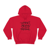 Joyful Merry Blessed Unisex Heavy Blend Hooded Sweatshirt! Winter Vibes!