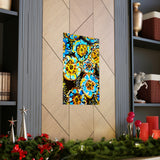 Floral Yellow and Blue Painting Print Premium Matte Vertical Posters!