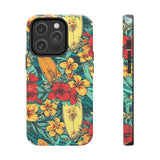 Vintage Floral Surfboard Blue and Yellow Tough Phone Cases, Case-Mate! Summer Vibes!