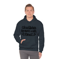 Christmas Begins With Christ Unisex Heavy Blend Hooded Sweatshirt! Winter Vibes!