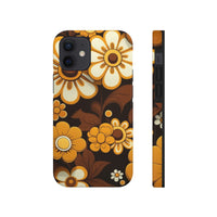 Vintage 70's Floral Chocolate Flowers Tough Phone Cases, Case-Mate!