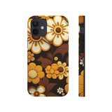 Vintage 70's Floral Chocolate Flowers Tough Phone Cases, Case-Mate!