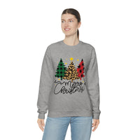 Merry Christmas Leopard Print Tree Unisex Heavy Blend Crewneck Sweatshirt! Winter Vibes!