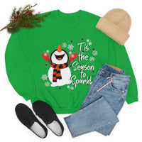 Tis The Season To Sparkle Snowman Unisex Heavy Blend Crewneck Sweatshirt! Winter Vibes!