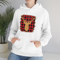 Minimalistic Deer Buffalo Plaid Unisex Heavy Blend Hooded Sweatshirt! Winter Vibes!