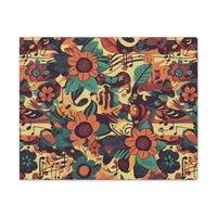 Vintage 70's Inspired Musical Notes Floral Canvas Gallery Wraps!