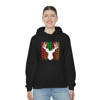 Paint Striped Deer Head Holiday Unisex Heavy Blend Hooded Sweatshirt! Winter Vibes!