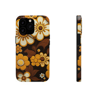 Vintage 70's Floral Chocolate Flowers Tough Phone Cases, Case-Mate!