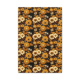 Vintage 70's Inspired Chocolate Florals Quilt Pattern Canvas Gallery Wraps!