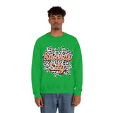 Kansas City Football Grey and Pink Leopard Print Unisex Heavy Blend Crewneck Sweatshirt! Football Season!