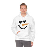 Snowman Heart Eyes Unisex Heavy Blend Hooded Sweatshirt! Winter Vibes!