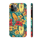 Vintage Floral Surfboard Blue and Yellow Tough Phone Cases, Case-Mate! Summer Vibes!