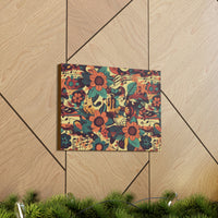 Vintage 70's Inspired Musical Notes Floral Canvas Gallery Wraps!