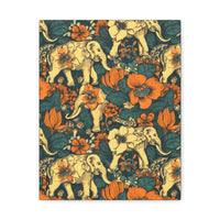 Vintage 70's Inspired Elephant Florals Canvas Gallery Wraps!