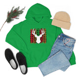 Paint Striped Deer Head Holiday Unisex Heavy Blend Hooded Sweatshirt! Winter Vibes!