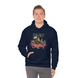 Rustic Rawry Christmas Dinosaur Unisex Heavy Blend Hooded Sweatshirt! Winter Vibes!