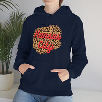 Kansas City Football Leopard Print Unisex Heavy Blend Hooded Sweatshirt! Football Season!