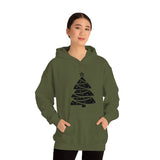 Christmas Tree Wrap Minimalistic Design Unisex Heavy Blend Hooded Sweatshirt! Winter Vibes!