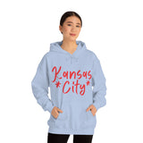 Kansas City Football Red Unisex Heavy Blend Hooded Sweatshirt! Football Season!