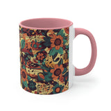 Vintage 70's Inspired Musical Notes Florals Accent Coffee Mug, 11oz!