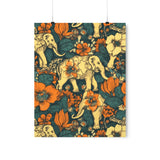 Vintage 70's Floral Elephant Print Premium Matte Vertical Posters!