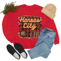 Kansas City Girl Football Buffalo Plaid Unisex Heavy Blend Crewneck Sweatshirt! Football Season!