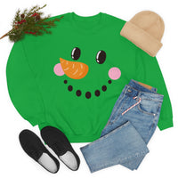 Snowman Grinning Side View Unisex Heavy Blend Crewneck Sweatshirt! Winter Vibes!