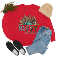 Merry Christmas Sunflower Holiday Unisex Heavy Blend Crewneck Sweatshirt! Winter Vibes!