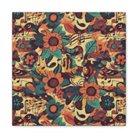 Vintage 70's Inspired Musical Notes Floral Canvas Gallery Wraps!