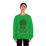 Just Really Love Christmas Bun Girl holiday Lights Unisex Heavy Blend Crewneck Sweatshirt! Winter Vibes!