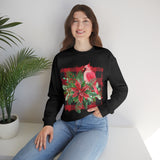 Red Cardinal Buffalo Print Holiday Unisex Heavy Blend Crewneck Sweatshirt! Winter Vibes!