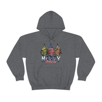 Rustic Military Merry Christmas Holiday Unisex Heavy Blend Hooded Sweatshirt! Winter Vibes!