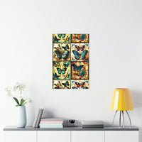 Vintage 70's Inspired Quilt Patterned Butterflies Premium Matte Vertical Posters!