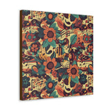 Vintage 70's Inspired Musical Notes Floral Canvas Gallery Wraps!