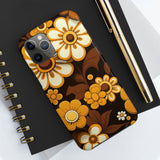 Vintage 70's Floral Chocolate Flowers Tough Phone Cases, Case-Mate!