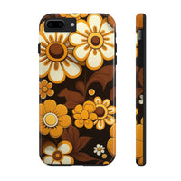 Vintage 70's Floral Chocolate Flowers Tough Phone Cases, Case-Mate!