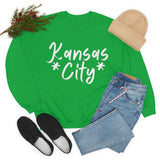 Kansas City Football White Logo Unisex Heavy Blend Crewneck Sweatshirt! Football Season!