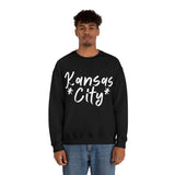 Kansas City Football White Logo Unisex Heavy Blend Crewneck Sweatshirt! Football Season!