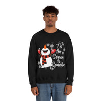 Tis The Season To Sparkle Snowman Unisex Heavy Blend Crewneck Sweatshirt! Winter Vibes!