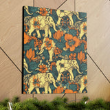 Vintage 70's Inspired Elephant Florals Canvas Gallery Wraps!