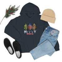 Rustic Military Merry Christmas Holiday Unisex Heavy Blend Hooded Sweatshirt! Winter Vibes!