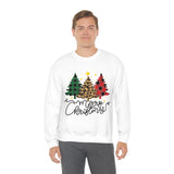 Merry Christmas Leopard Print Tree Unisex Heavy Blend Crewneck Sweatshirt! Winter Vibes!