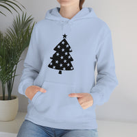 Star Christmas Tree Minimalistic Design Unisex Heavy Blend Hooded Sweatshirt! Winter Vibes!