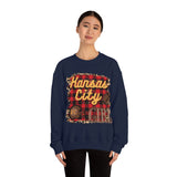 Kansas City Girl Football Buffalo Plaid Unisex Heavy Blend Crewneck Sweatshirt! Football Season!